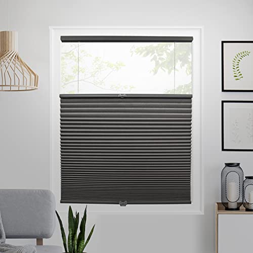 Chicology Cellular Shades, Top Down Bottom Up Shades, Custom Blinds For Windows, Window Shades For Home, Blackout Shades, Window Coverings, Cellular Blinds,Dark Grey (Blackout), 69.5" W X 84" H #TOP28