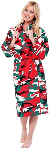 Del Rossa Womens 100% Cotton Printed Flannel Bathrobe Robe