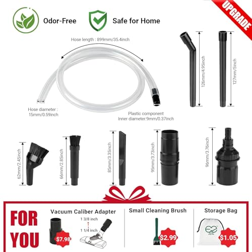 Image of EZ SPARES Vacuum Crevice Attachment Kit,Micro Cleaning Tools for Car, Keyboard, Vents & Tight Spaces, Compatible with Most 1-1 /4 Inch Hose Vacuums,Odor-Free (with A Storage Bag)