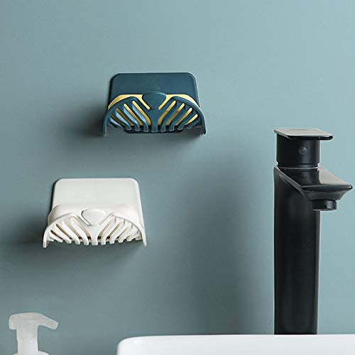 Knfut Soap Dishes， Soap Dish, Abs Material, Drains Quickly Without Water Accumulation, Size 10.5*9.4*6.8Cm, Hollow, Curved Surface Design, Not Easy To Fall Off (Blue/Yellow/White/Pink) ( Color : Yello #TOP4