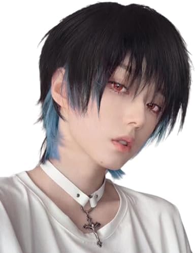 Amazon.co.jp: ORSUNCERウィッグ ショート ウルフ メンズ 黑
