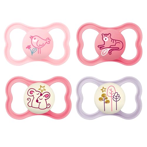 Mam Day & Night Mam Air Silicone Dummy, 16+ Mam Air Night Uni Mix, set of 6 2 sterilised transport boxes.