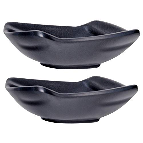 Black Melamine Soy Sauce Dipping Bowls, Small Square Side Dish, 4.25 X 1.25 Inches, Set Of 2 #TOP2