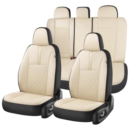 Image of Coverado Car Seat Covers Full Set, Automotive Front and Rear Seat Covers with Backrest, Nappa Leather Car Seat Protectors Waterproof, Universal for Most Vehicles