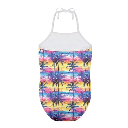 Image of One Piece Swimsuit for Girls Beach Bathing Suit Halter Straps Sports Swimwear for 1-10 Year Toddler Kids