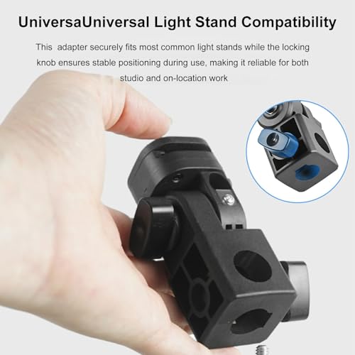 Image of PUSOKEI Light Stand Adapter, Universal 1 /4 Screw Thread with Cold Shoe Design for Cameras Video Lights Phone Holders, 180 Tilt Range Photography Equipment