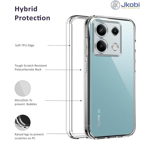 Image of Jkobi Silicone Back Cover Case for Xiaomi Redmi Note 13 5G (Clear Shockproof Case with Camera Protection | Soft and Flexible | Transparent)