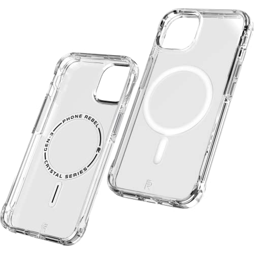 Rebel Phone Clear Iphone 13 Case [Crystal Series Gen-3] Magsafe Compatible, Non-Yellowing, Protective Shockproof Bumpers, Metal Buttons, Slim Fit Grip, 6.1 Inch 2021 (Crystal Clear) #TOP7