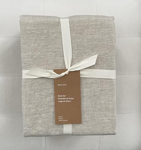 West Elm Belgian Linen Sheet Set~Queen~Natural Flax