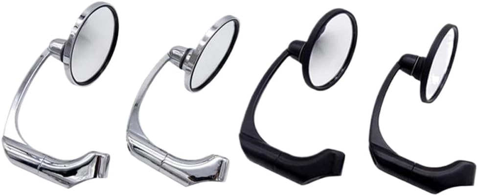 1 Pair 10mm Motorcycle Round Bar End Scooter Accessories Rearview Side Mirror Adjustable Compatible With Cafe Racer(Silver)