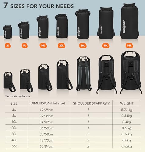 Image of Unigear Floating Waterproof Dry Bag for Kayaking, 2L /5L /10L /20L /30L /40L