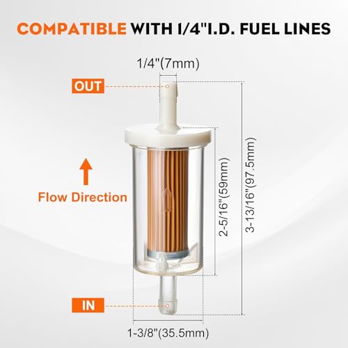 Hipa 695666 845125 695666 Fuel Filter For Briggs And Stratton 691035 493629 Mtd Craftsman Troy Bilt John-D-Eer D100 D105 D110 D120 D125 Lawn Mower Tractor 1/4 Inch Gas Fuel Filter thumb #5
