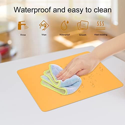 Conisy PU Leather Mouse Mat Small Comfort Ultra Thin Waterproof Dual-Sided Mice Pad Ideal for Office and Home - 300 x 250 x 2mm (yellow,Navy blue)