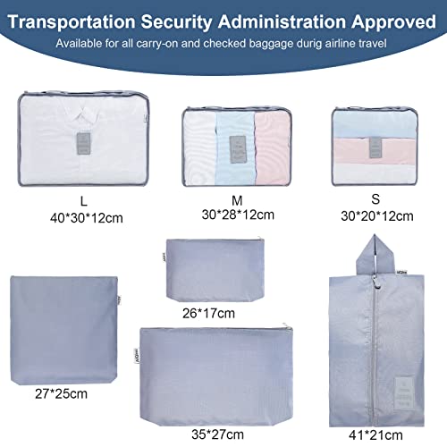 AiQInu Opbergkoffer, 7 stuks, waterdicht, reis-organizer, kubus, organizer, schoenen, bagage, tassen,DonkerGrijs - Image 3