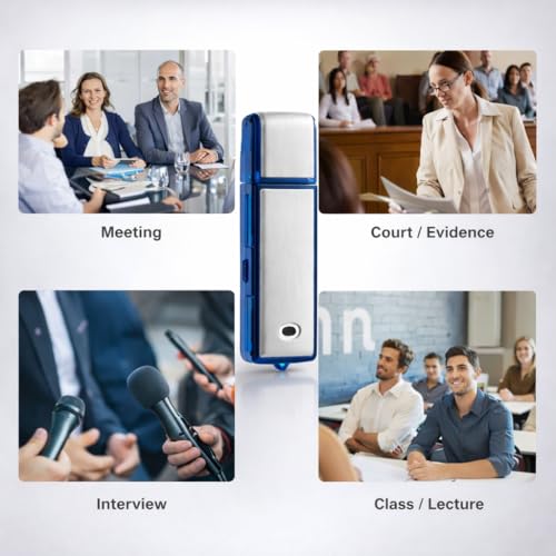 Image of 16GB Digital Eztecpro 580 Hours Voice Activated Sound Audio Recorder Dictaphone with Playback, MP3 Player, Password, Variable Speed for Lectures (Blue-8GB)