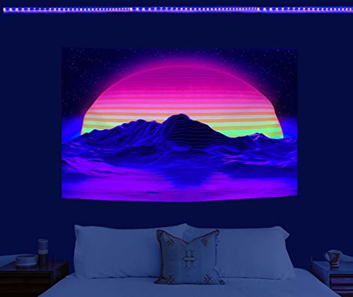 Tapeçaria de luz negra do sol para decoração de sala de quarto, tapeçaria de onda tapeçaria de pared