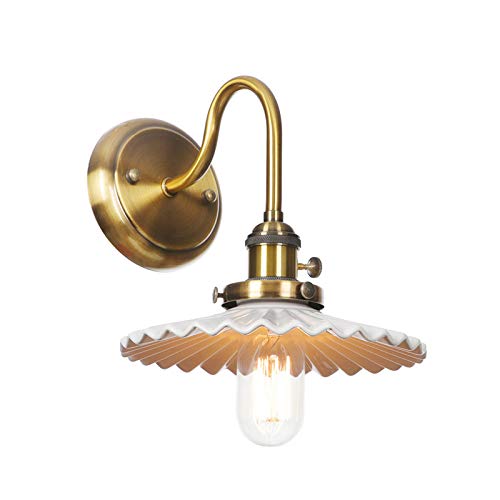 Wall Lamps, Nordic Sconce Lighting with On/Off Switch, Ceramics Shade Reading Wall Light Fixture for Living Room Bedroom Bedside,Gold