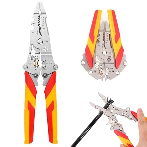 xolear Pince à Dénuder Pliable 14 en 1 Câbles Portable Pince a Denuder Electricien Poignée Antidérapante Pince Electricien Multifonction, Wire Strippers pour Dénuder Enrouler Fendre Sertir Visser