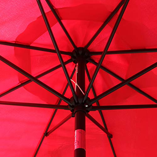 Sunnyglade 9' Solar Led Lighted Patio Umbrella With 8 Ribs/Tilt Adjustment And Crank Lift System (Red) #TOP3