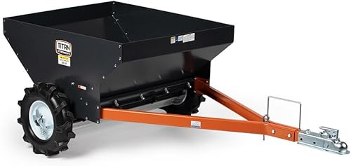 Titan Attachments Esparcidor de estiércol compacto, clasificado de 8.7 pies cúbicos, esparcidor de tractor de césped ATV/UTV