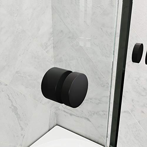 Sunny Shower Glass Door Semi Frameless Sliding Glass Shower Door, 1/4" Clear Glass Doors For Bathroom, Black Finish 58.5-60 In.w X 72 In.h #TOP7