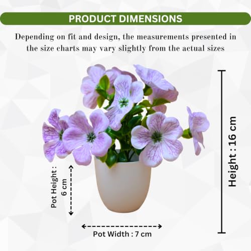 Image of fancymart Artificial Real Touch Flower Plant with Pot (Pack of 2), 16 cm Height, Decorative Faux Floral Plant for Home, Office, Living Room, Bedroom, Table & Shelf Decor