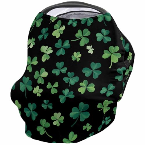 Nursing Cover for Breastfeeding Scarf, Shamrock Green Leaves St. Patrick's Day Baby Car Covers Super Soft Multi Use for Canopy Shopping Cart Cover Blanket Stroller Cover
