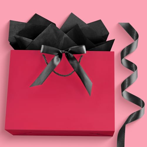Image of JMANNI Mothers Day Gift Bags with Handles, 13 inch Medium Gift Bag for Presents, 1 Pcs Bags with 2 Tissue Paper and 1 Cards for Baby Shower Wedding Bridal Mother's Day Birthday Party (Raspberry-Pink)