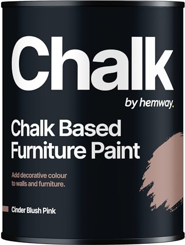 Hemway Cinder Blush Pink Chalk Based Furniture Paint 1L Matt Shabby Chic Home Interior, DIY, Walls, Wood, Wardrobes, Doors, Tables, Chairs, Smooth Quick Dry (9 Pinks & 118 Colours Available)