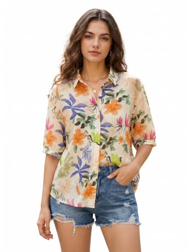 Image of URBAN OX Women's Casual Shirt - Stylish Printed Long Top for Women & Girls | Elegant Shirt for Women | Breathable Summer Tops for Women