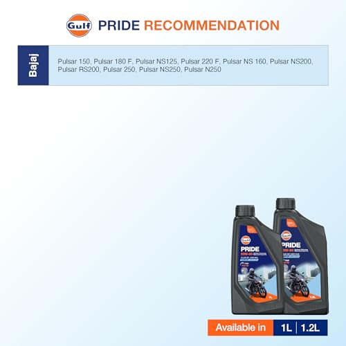 Image of GULF Pride 4T Plus 20W-50 - Engine Oil for 4-Stroke Bikes [1 L] - Pack of 1