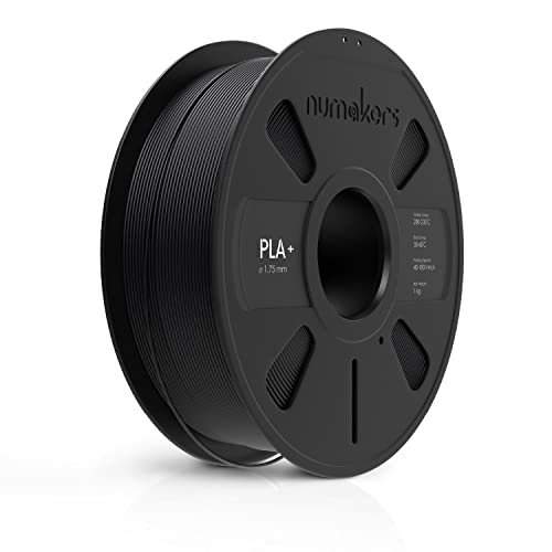 Image of NUMAKERS PLA+ 3D Printer Filament, 1.75mm, Dimensional Accuracy + /- 0.03 mm, 1 kg Spool (2.2 lbs), Compatible with Most FDM Printers (Black)