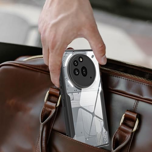 Image of A rtistque Clear Hard Transparent Acrylic Armor Anti-Drop Shockproof TPU Edge Back Cover Case for Nothing 3A Pro - Black