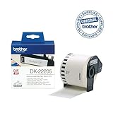 Cinta continua Brother DK22205 - Cinta continua de papel térmico (blanca), Ancho: 62 mm, Ancho: 62 mm, Longitud: 30,48 m, Para impresoras de etiquetas QL