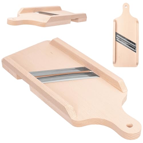 KADAX Gemüsehobel aus Holz, Krauthobel mit 2 scharfen Edelstahlklingen, Gurkenhobel, traditioneller Kohlhobel, Küchenhobel für Gemüse, Gurkenreibe...