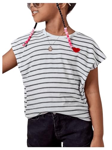 Image of SOLY HUX Girl's Cute Striped T Shirts Short Sleeve Heart Casual Teen Tee Tops Preppy Clothes