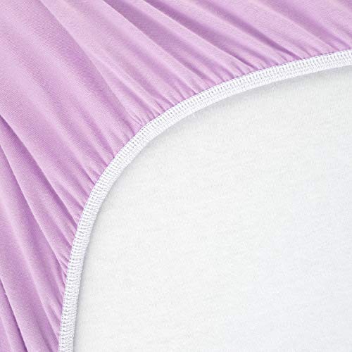 Image of SheetWorld Fitted Pack N Play Playard Sheet Compatible with Ity By Ingenuity Rompity Rest Easy Playard 29 x 40 inches, 100% Cotton Jersey, Hypoallergenic, Butter Soft, Solid Lavender, Made in USA