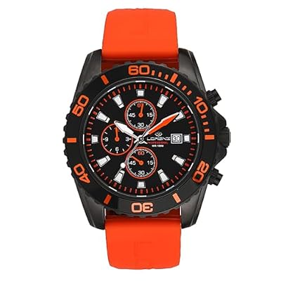 Lorenz - Orologio sportivo da uomo - Cronografo al quarzo Modello 026117OB - Orologio Subacqueo con cinturino in gomma di colore arancio