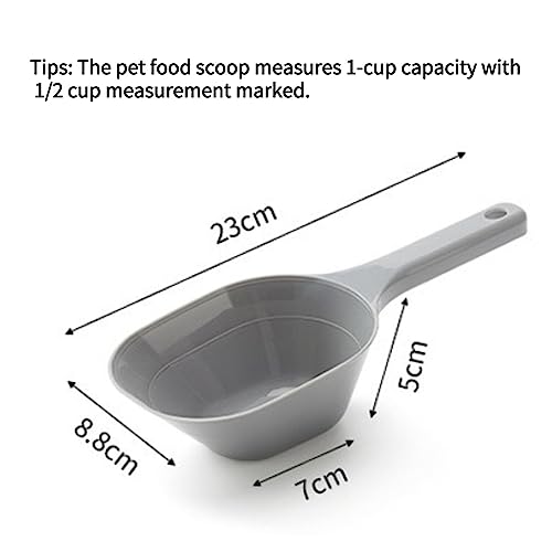 DDMOMMY 2 PACK 1 Cup Capacity Dog Food Scoop, Lines for 1/2 Cup and 1 Cup Dog Puppy Cat Plastic Pet Food Scoop - Thumbnail 2