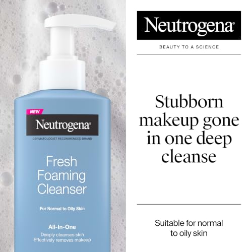 Neutrogena Fresh Foaming Facial Cleanser, All-In-One Makeup Remover Face Wash for Normal to Oily Skin Deeply Cleanses & Removes Waterproof Makeup, Soap-Free, Non-Comedogenic, 8.5 fl. oz - Image 3