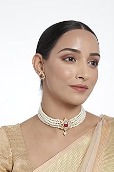Pearl Choker Necklace Jewellery Set 