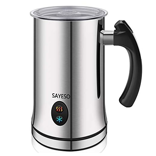 Milk Frother, Electric Milk Steamer with Hot or Cold Functionality, Automatic Milk Frother and Warmer, Silver Stainless Steel, Foam Maker for Coffee, Cappuccino and Macchiato (Silver)
