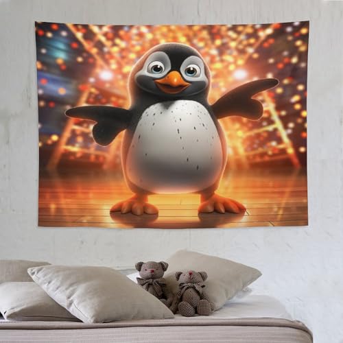 Tapisserie pingouin mignon tenture murale salon et decoration chambre 150x200cm