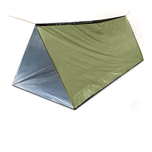 Tienda de campaña de supervivencia de emergencia, 59 x 98 pulgadas, impermeable, para 2 personas, refugio térmico Mylar para senderismo, camping (verde)