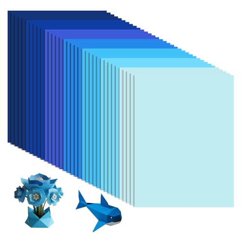 MUWINC Papier Carte Dégradé Bleu A4-35 Feuilles 180g/m² Papier de Couleur, pour Loisirs Créatifs, l'artisanat ou le dessin