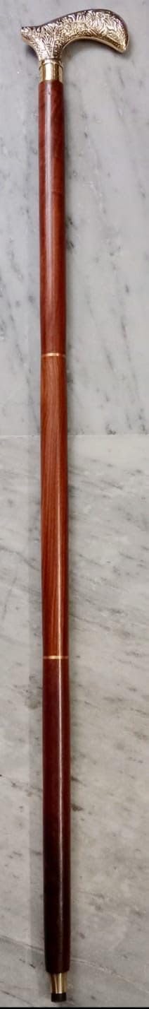 Elegant Wooden Walking Cane with Brass Handle, Decorative Walking Stick, Traditional Design