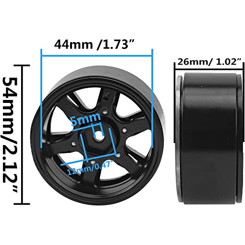 HIRCQOO Metal 1.9'' Beadlock Wheel Rims 1.9 Wheels 12mm Hex Hubs Compatible with Axial SCX10 SCX10-ii SCX10-iii Traxxas TRX4 RC4WD D90 Gen7 Gen7 1/10 RC Crawler, 4Pack