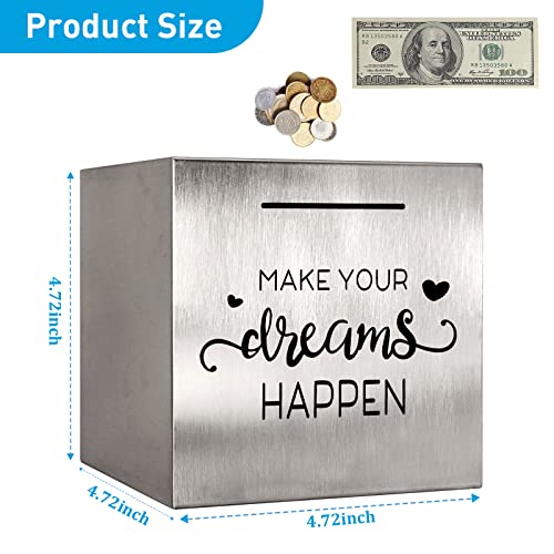Image of Stainless Steel Pig Bank - Adult Coin Savings Piggy, 4.72 inch - Silvery