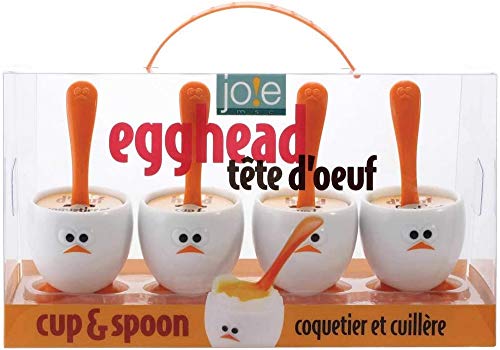 Conjunto de com 4 Suportes e Colheres para Ovo Quente Joie Branco/Laranja