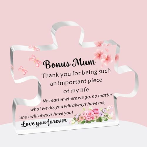 SDOFY Bonus Mum Gifts Birthday Mothers Day Christmas Step Mum Gifts Acrylic Presents for Bonus Mum Mother in Law from Step Daughter